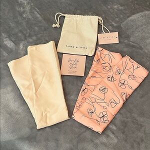 Lark & Ives Cream and Pink Hair & Scarf Set